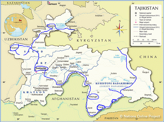 Tadykistan mapa